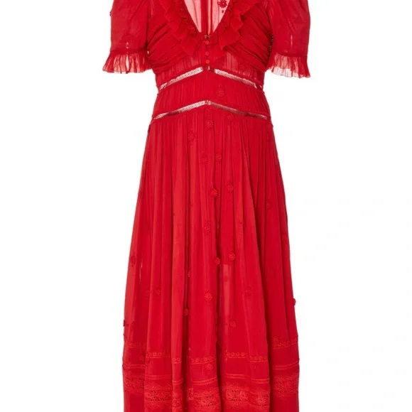 Self-Portrait | Dresses | New Self Portraitplumetis Lacedetailed Chiffon  Midi Dress | Poshmark